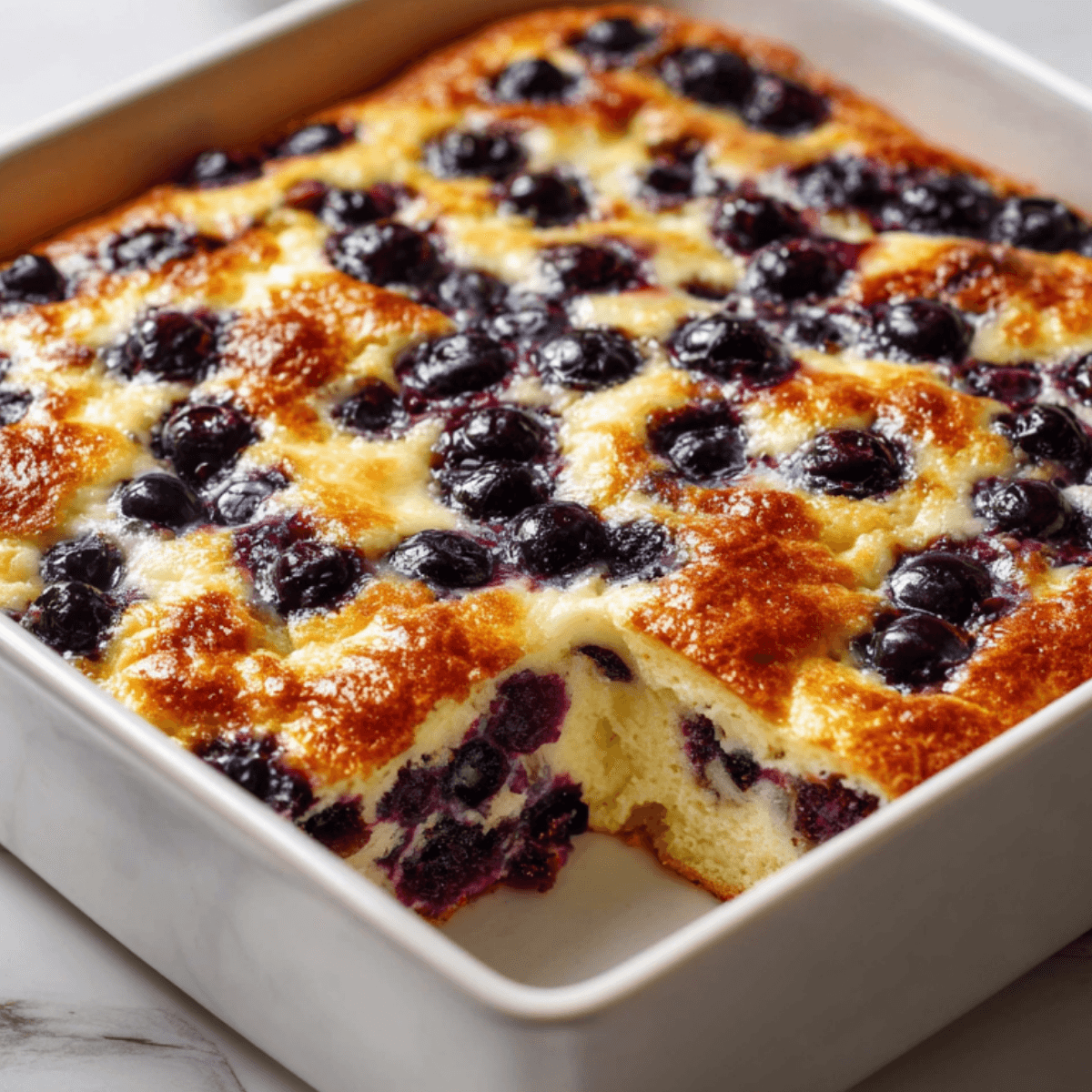 4-Step Fluffy Blueberry Cottage Cheese Breakfast Bake